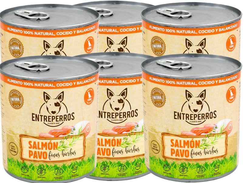 Alimento Húmedo Cocido al vapor- Salmón Pavo Finas Hierbas (Lata 380g)