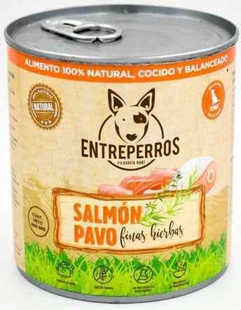 Alimento Húmedo Cocido al vapor- Salmón Pavo Finas Hierbas (Lata 380g)